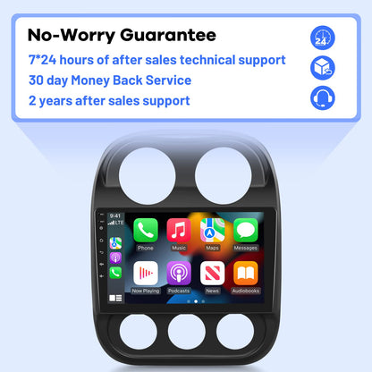 [2G+32G] Car Radio for Jeep Compass Patriot 2010-2016, 10.1 inch Android 11 Touch Screen Stereo, Carplay/Android Auto/Mirror Link/1080P/SWC/Bluetooth/WiFi + AHD Backup Camera for Jeep Compass