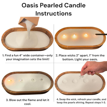 Oasis Pearled Sand Candle - 18oz Sand Wax, Refillable, Scented & Unscented Luxury Candle with 30 Wicks, Up to 120 Hours Burn Time (Salndalwood Vanilla)