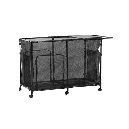 Arejonner 152Gal Pool Storage Organizer with Tabletop,Towel Bar,Zipper Doors,360° Rotating Wheels,Weather-Resistant,Easy Assembly,for Indoor Outdoor,Pool,Patio,Beach (M Size)