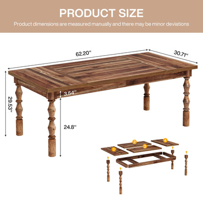 Tribesigns Large Executive Office Desk, 62.2-Inch Farmhouse Modern Computer Desk, Mid Century Study Writing Table Workstations Business Office Furniture with Carved Turned Legs (Walnut)