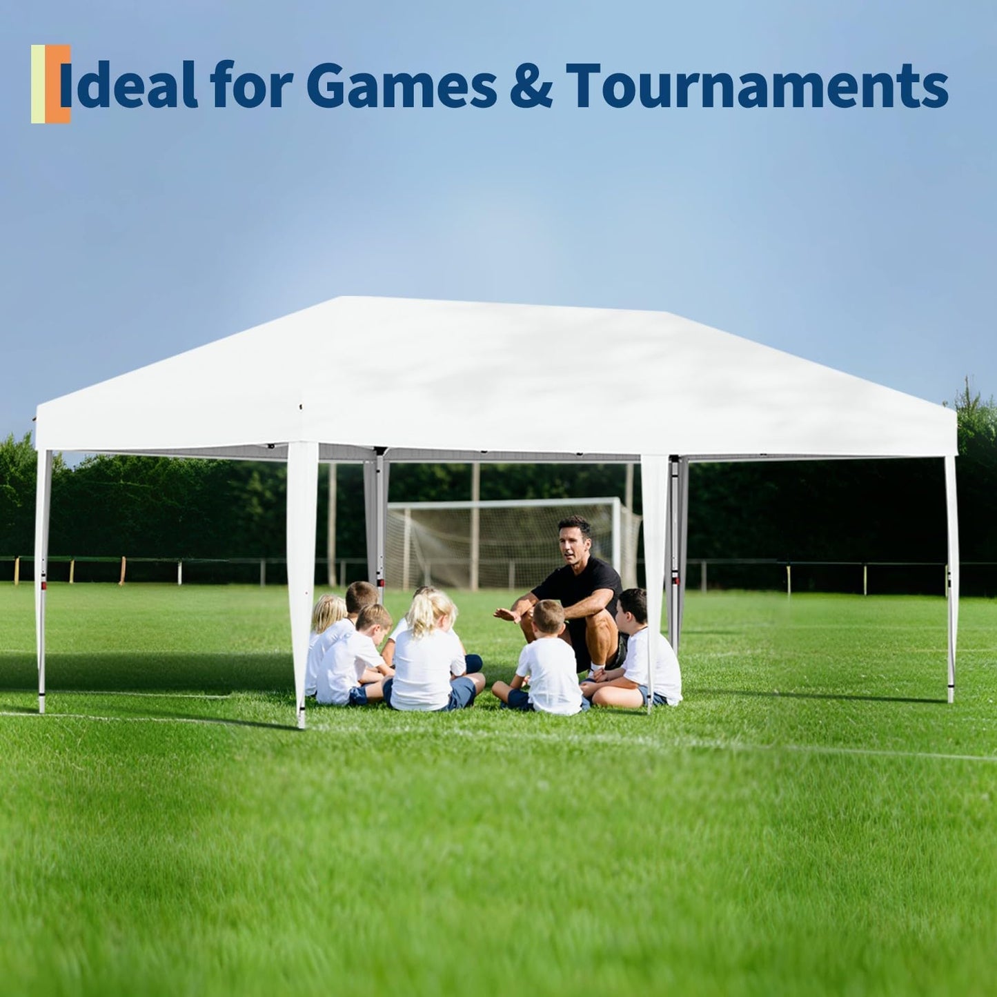 10x20 Pop Up Canopy Tent with 4 Sidewalls, Heavy Duty Outdoor Canopy UPF 50+ All Season Waterproof Commercial Street Vendors Party Tents with Roller Bag, 8 Stakes & 6 Sandbags, White