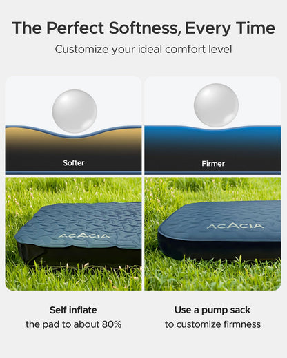 Acacia 4.3" Thick Self Inflating Sleeping Pad with Foam | Innovative Y-Shaped Telescopic Structure | Ultraportable Camping Mattress | Outdoor Compact Air Mat for Tent Car | Full