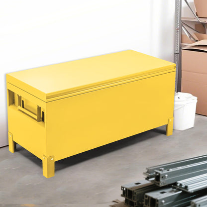GarveeLife Heavy Duty Steel Truck Bed Tool Box - 48" XXL Lockable Jobsite Storage Chest - Weather-Resistant, Safe Hinge, Tongue Lock - Pickup, Trailer, Garage Use - 48"x 24"x 24", Yellow