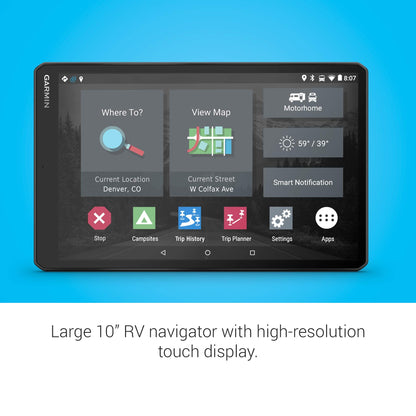 Garmin RV 1090, 10" RV Navigator, Edge-to-Edge Display, Custom Routing for Size and Weight of Your Trailer