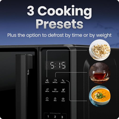 Chefman Microwave Oven - 0.7 Cu. Ft. Compact Design, 700 Watts, 10 Power Levels, Child Safety Lock - Black