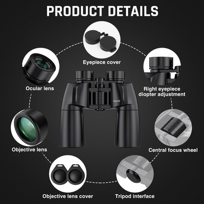 Sogries 10x50 Binoculars for Adults High Powered Binoculars for Bird Watching Long Distance IPX7 Waterproof Fully Multi-Coated BAK4 Prism Optics for Hunting Travel Birding Stargazing