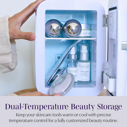Saian Esty Fridge for Skincare Products - Compact 4L Portable Mini Fridge with Quiet Dual Cooling and Warming for Beauty Tools - Ideal for Desktop, Office or Countertop Use in Home, Spa or Studio