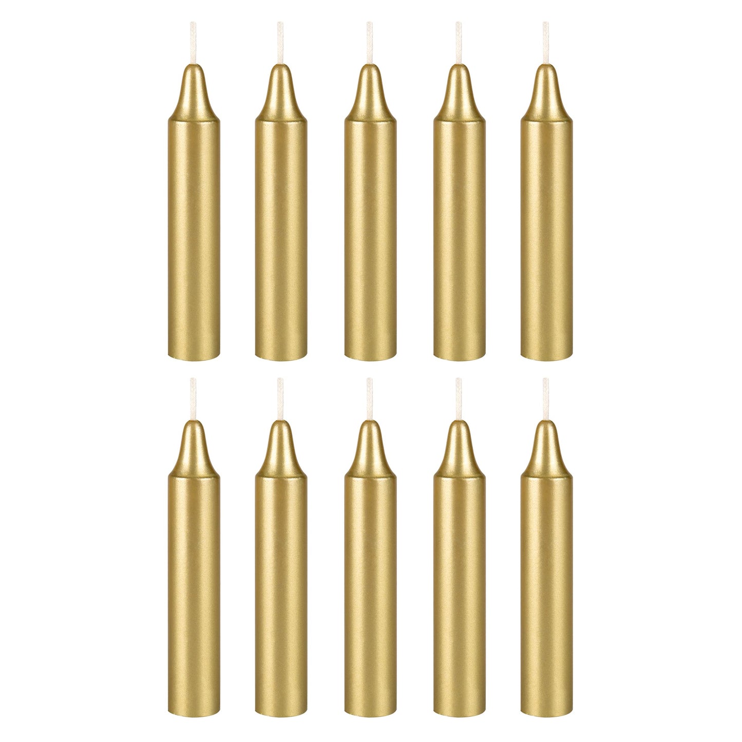 Mega Candles 10 pcs Unscented Gold Exquisite Mini Taper Spell Candles, 4 Inch Tall x 3/4 Inch Diameter, Supreme Chimes, Enchantment, Casting Rituals, Witchcraft, Wiccan, Altar, Magic, Metaphysical