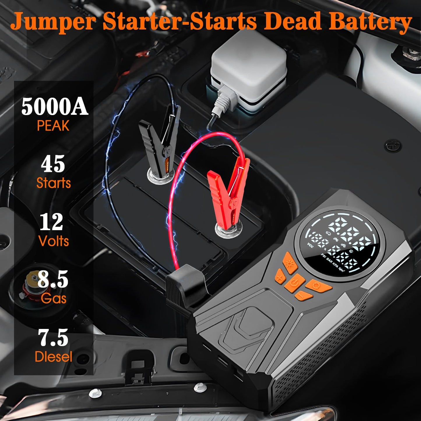 Car Emergency Kit with Jumper Starter and Air Compressor, Roadside Emergency Tool Kit for Truck Venicle Auto, Men Women Winter Travel Road Side Safety Essential Survival Bag with First Aid Kit