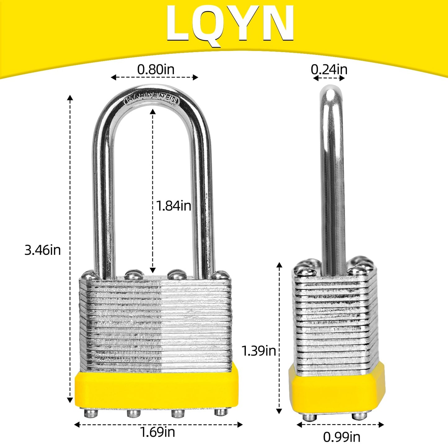 Padlocks with Same Key, LQYN 48 Pcs Laminated Keyed Padlock (1-9/16", 40mm), Keyed Alike Locks, Long Shackle, for Storage Locker, Hasp Latch, Toolbox, Sheds
