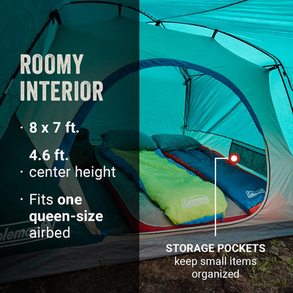 Coleman Skydome Tent with Full-Fly Weather Vestibule, Weatherproof 4/6 Person Tent Sets Up in 5 Minutes & Protects from Water, 20% More Headroom Than Traditional Shelters