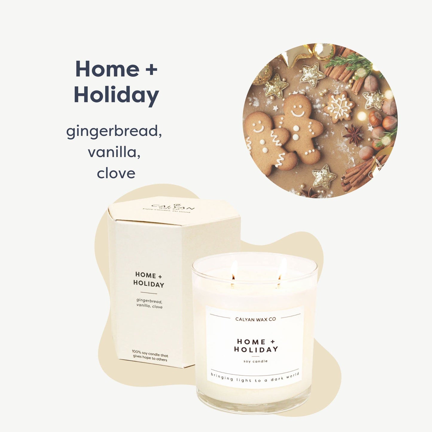 Calyan Wax Co. Home & Holiday 2 Wick Scented Candle - 37 Hour Burn - Luxury Clean Soy Wax Candles - Long Lasting Large Glass Jar Candle for Home - 8.8oz