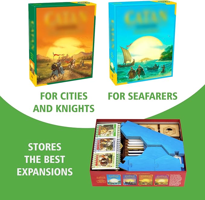 TowerRex Organizer Compatible with Catan Board Game and Cities and Knights Seafarers Expansions Storage Insert Accessories Upgrade