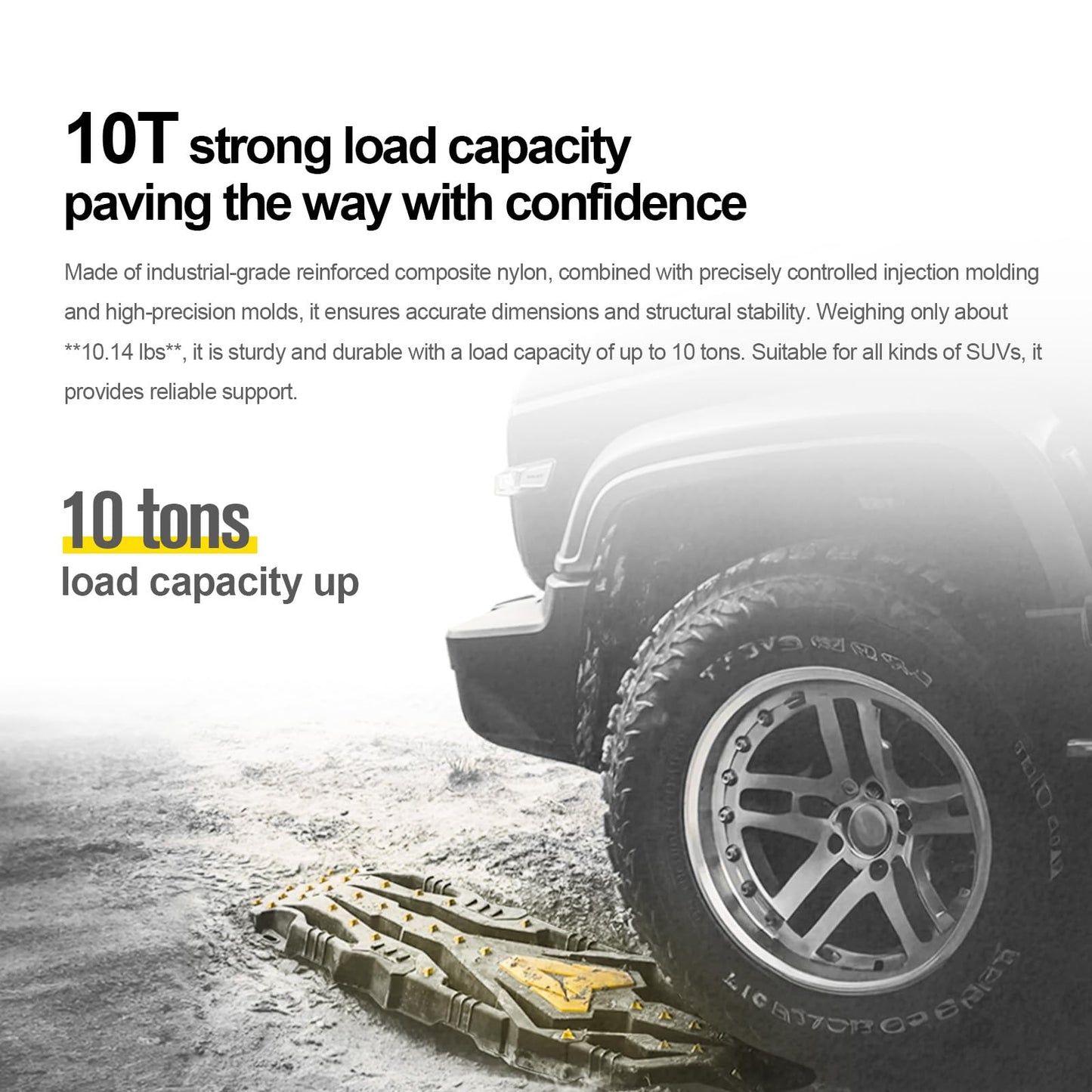 Heavy Duty Off-Road Traction & Recovery Boards | 10T Load | PA6 Nylon Mats | Dual Color Injection | 10 Mounting Holes | Mechanical Structure | Essential Recovery Gear | Sand Mud Snow