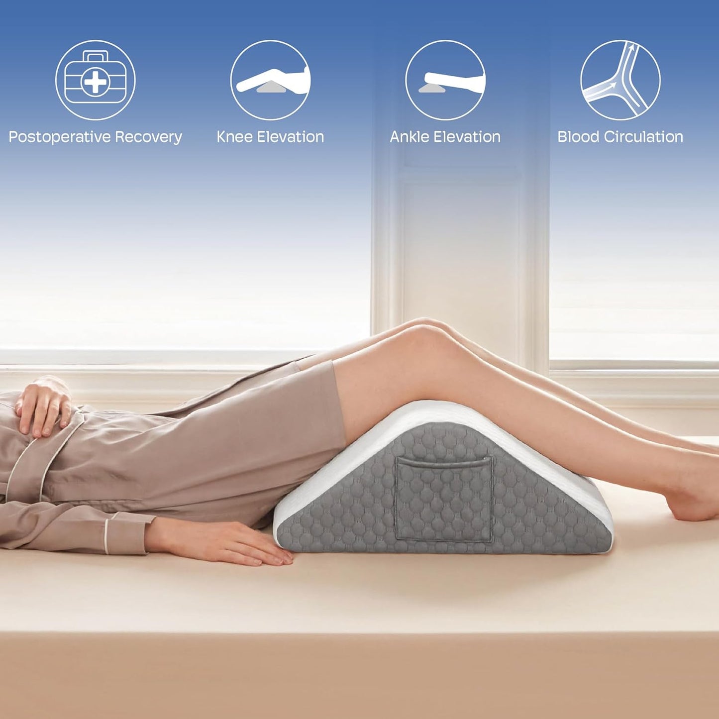 Simpledad Triangle Wedge Pillow - Cooling Memory Foam for Acid Reflux & Back Pain Relief | Ideal for Sleeping & Support