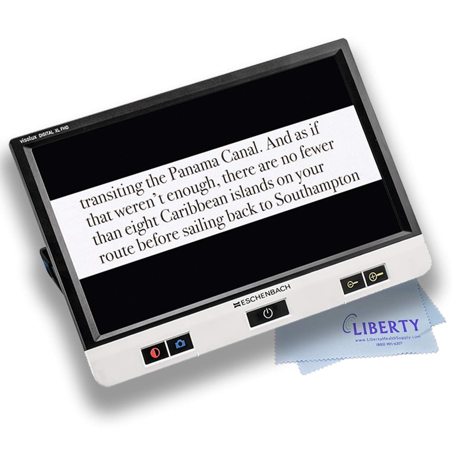 Eschenbach Visolux Digital XL FHD - Advanced Portable Color Video Magnifier (XL 12" TFT LCD Touch Screen with Anti-Glare Coating, FHD Camera, and Built-in Stand) - Includes Liberty Cleaning Cloth