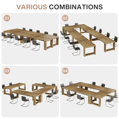 Tribesigns Large Conference Table for 6-8, 87-Inch Rectangular Meeting Table, Farmhouse Seminar Boardroom Desk for Office Conference Room (Natural)