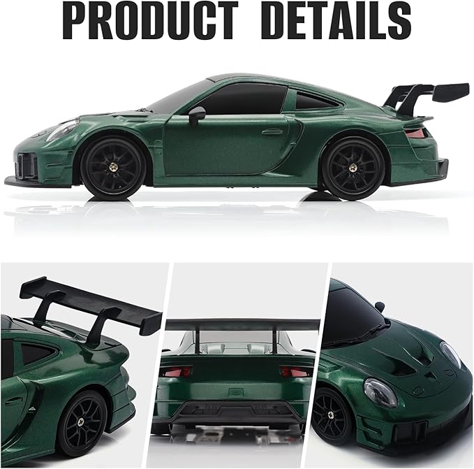RC Drift Car 1:24 4WD Remote Control Cars Vehicle with LED Light2.4GHz 20KM/H High Speed RC Cars with Two Batteries &amp Drifting Tires Racing Sport Toy for Adults Boys Girls Kids