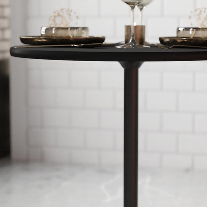 Flash Furniture Lars Black 24'' Round Wood Cocktail Table with 30'' and 42'' Columns