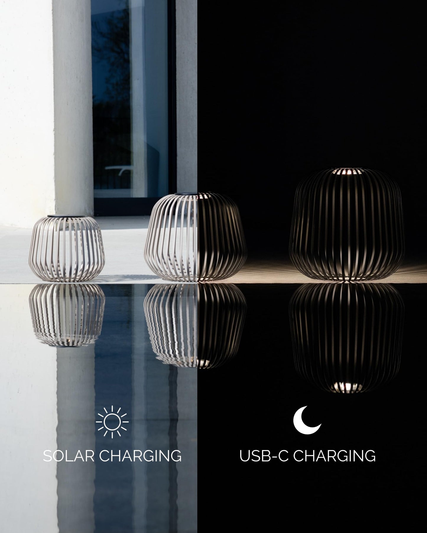 LUUK Studio SOLIS Wireless Solar LED Bedside Lamp, Warm White Dimmable Glow, Cordless Indoor Lantern & Outdoor Light, USB-C Rechargeable, Bedroom, Balcony, Patio, Soft Contemporary, Warm Taupe, Size L
