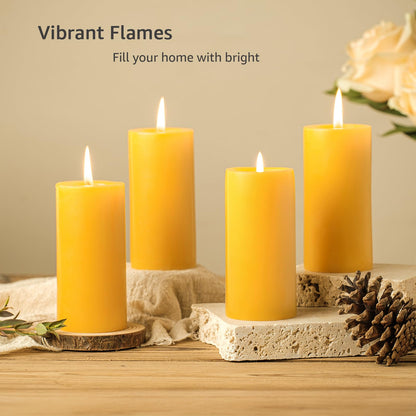 Natural Organic Beeswax Pillar Candles 2x4 Inch Bulk, 100% Pure Bees Wax Candles for Home, 210 Hour Long Burning, Dripless Smokeless Non Toxic Candle for Emergency Parties Meditation Prayer(6 Pack)