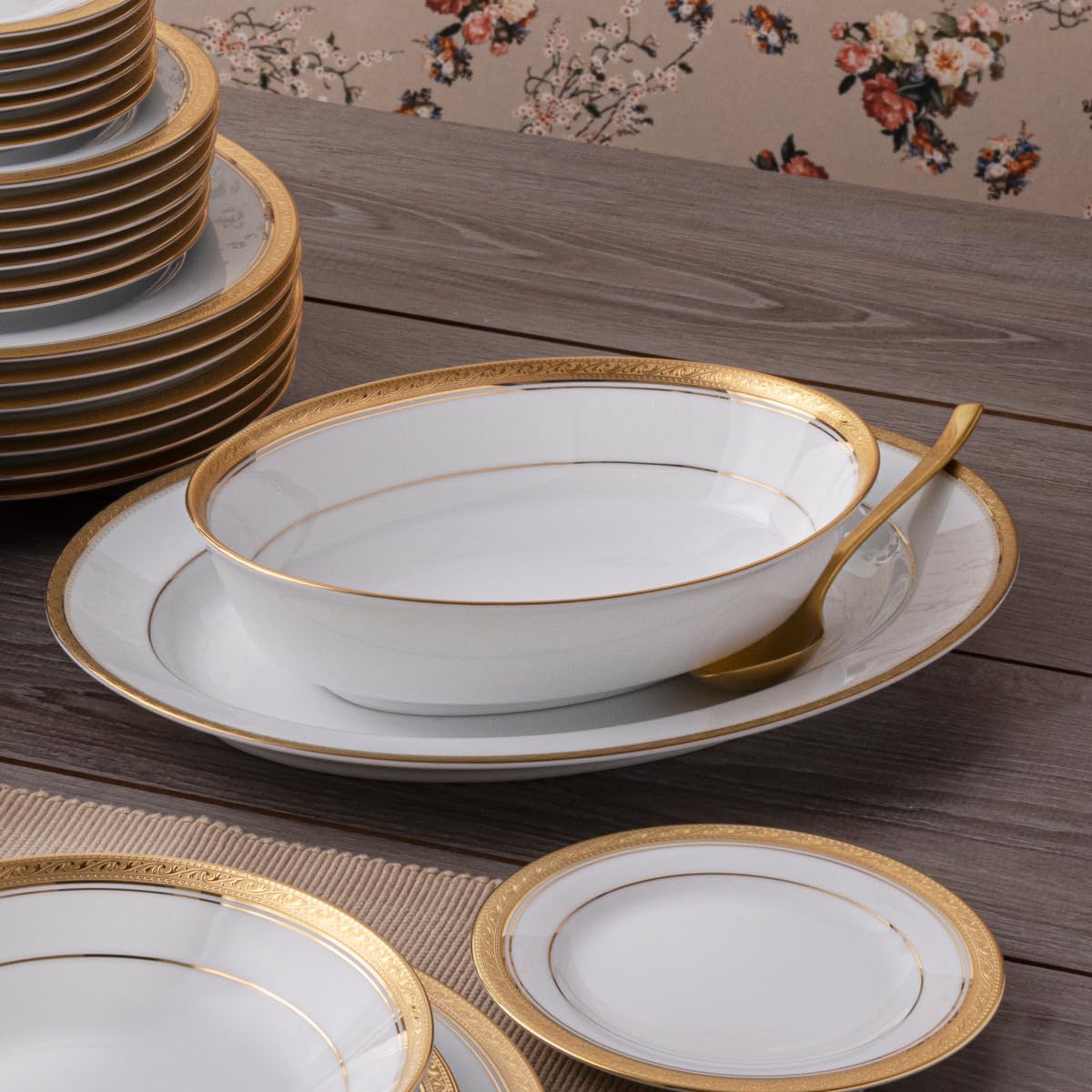 Noritake Crestwood Gold Oval Vegetable Bowl, 9.75", 32 oz.