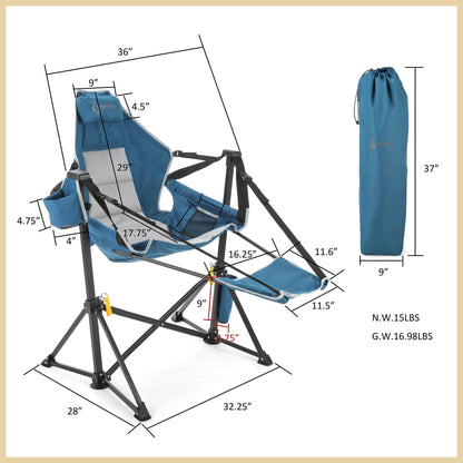 ARROWHEAD OUTDOOR Folding Hammock Chair, Heavy Duty Camping Seat with Removable Footrest, Padded Comfort, and 300lb Capacity