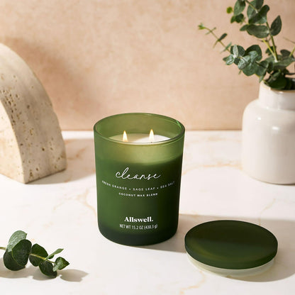 Frosted Scented 2 Wick Candles AW (Cleanse (Fresh Orange + Sage Leaf + Sea Salt))