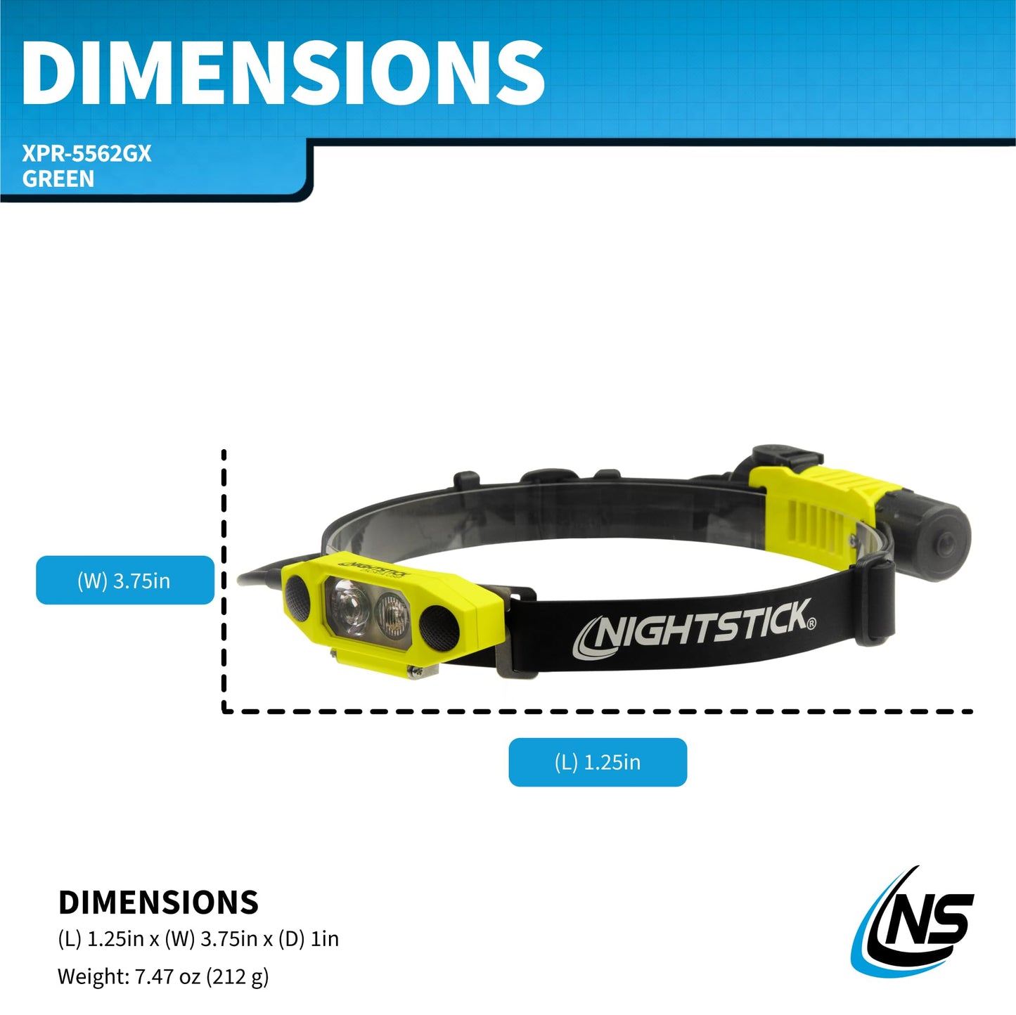Nightstick XPR-5562GX DICATA Intrinsically Safe USB Low-Profile Dual-Light Headlamp