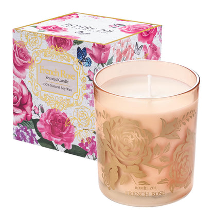ROMIIE ZOI Scented Candle - French Rose - 6oz Aromatherapy Soy Wax Jar Candle for Home, Gifts for Women - 170g