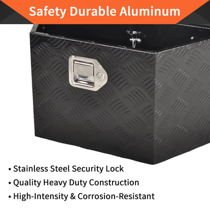 TBAPFS 26 Inch Aluminum Trailer Tongue Tool Box 5 Bar Tread Wide Utility ToolBox for Pick Up Truck RV Storage Organizer Tool Box with Lock and Keys - 26"X13.3"X12" Black