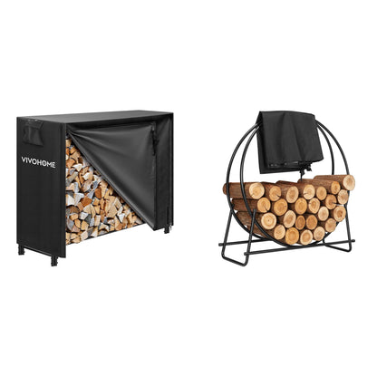 VIVOHOME 5ft Heavy Duty Indoor Outdoor Firewood Storage Log Rack 41 Inches Firewood Log Rack Hoop with Cover