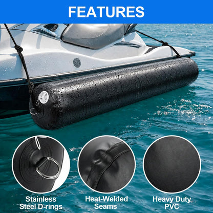FUCNEN Inflatable Boat Fenders for Docking,24" x 5' Heavy Duty PVC Boat Bumpers with Electric Pump, Fender Covers, Ropes & Storage Bag, Dock Fenders for Pontoon, Fishing Boat, Yacht (1 Pack)