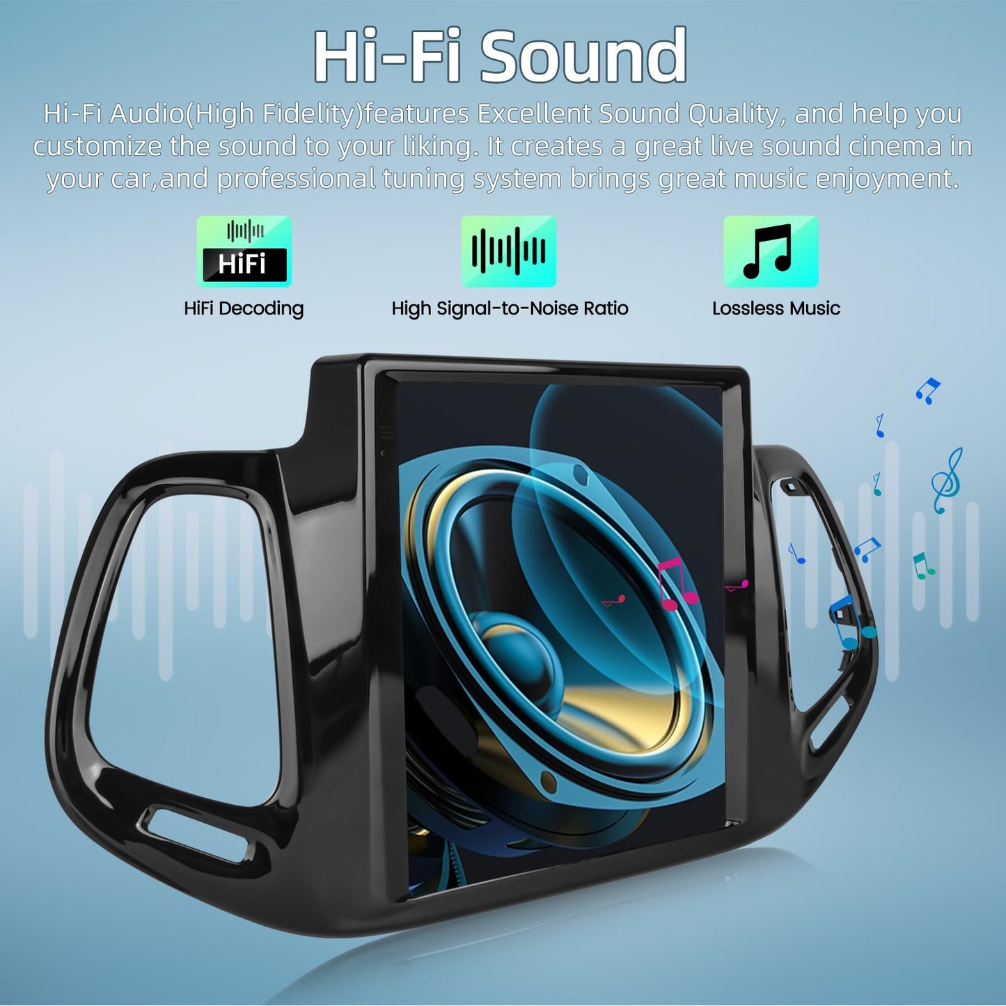 9.7 Inch Car Stereo for Jeep Compass 2017 2018 2019, 2+64G Android Touchscreen Radio with Wireless Carplay & Android Auto/WiFi/HiFi/GPS Navigation/Mirror Link/SWC, AHD Backup Camera