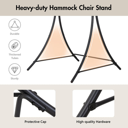ANOW Adjustable Hammock Chair Swing Stand Only, Heavy Duty Hanging Chair Stand with Safety Hooks for Indoors Outdoors, Max 400 Lbs, Plus Size Version, Black