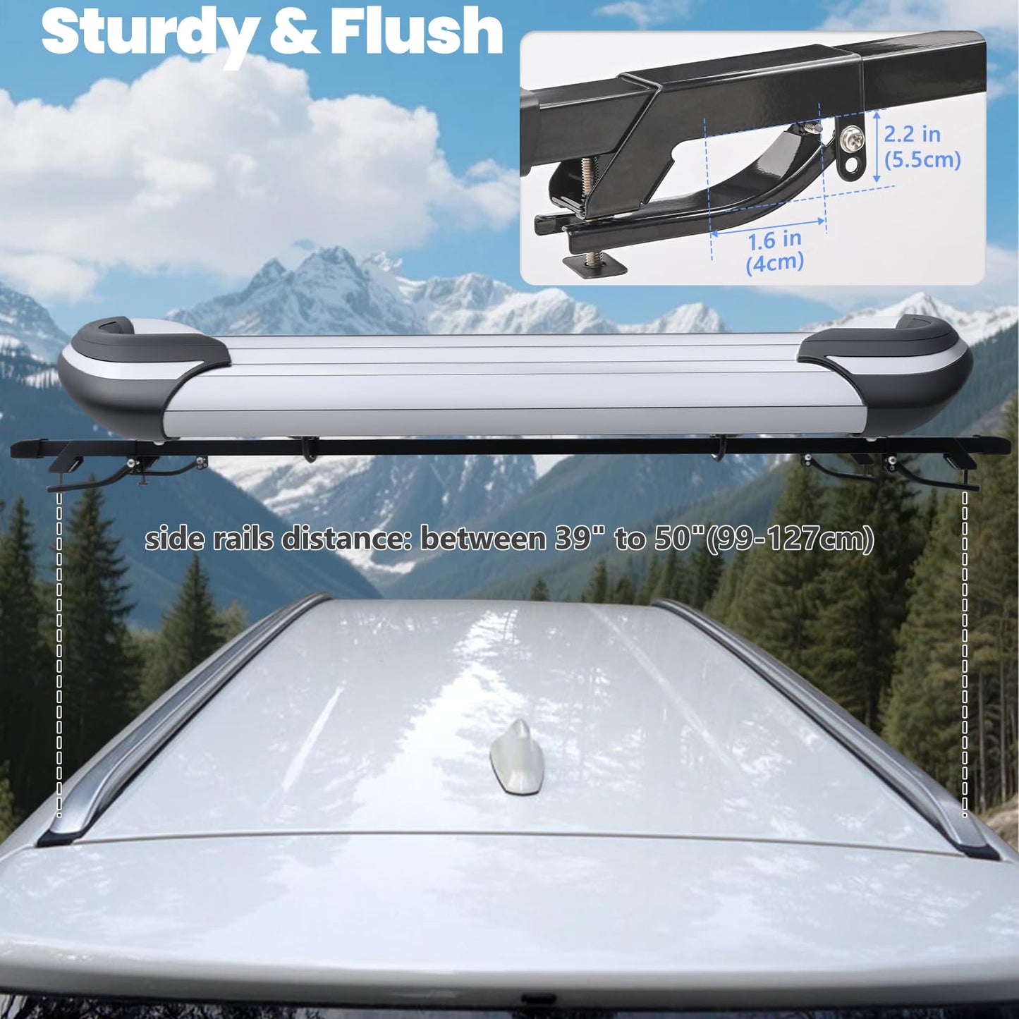 Roof Basket,Anti-Rust Aluminum Roof Basket,Universal Rooftop Cargo Carrier,Suitable for roof Racks, Equipped with crossbars,63"x43"x6",250lb Supports,Large Version (Silver)