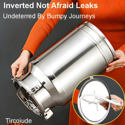 Tircoiude Airtight Stainless Steel Storage Canister 3.9 Gal 304 Food Grade Metal Storage Container with Seal Clamp, Stainless Steel Milk Can for Dry Food, Flour, Cooking Oil & Home Brewing Wine 15L