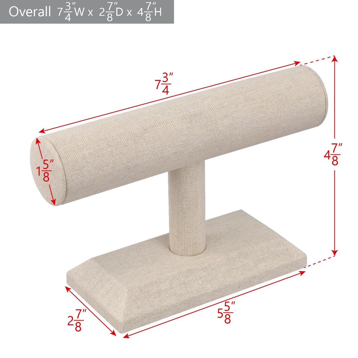 MOOCA Linen Covered Wood Jewelry Display, Jewelry Stand, Bracelet Holder Display, Watch Stand, Bracelet Stand, Tan Linen