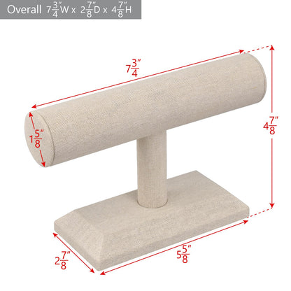 MOOCA Linen Covered Wood Jewelry Display, Jewelry Stand, Bracelet Holder Display, Watch Stand, Bracelet Stand, Tan Linen