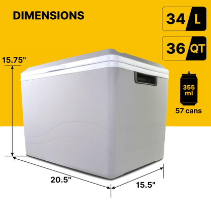 Koolatron 12V Iceless Cooler & Warmer – Portable Electric Cooler / Nevera Portátil Eléctrica for Car Truck Camper Boat, Hard Sided Mini Fridge for Camping Picnic Travel Lunch Food Drinks Office 36 qt