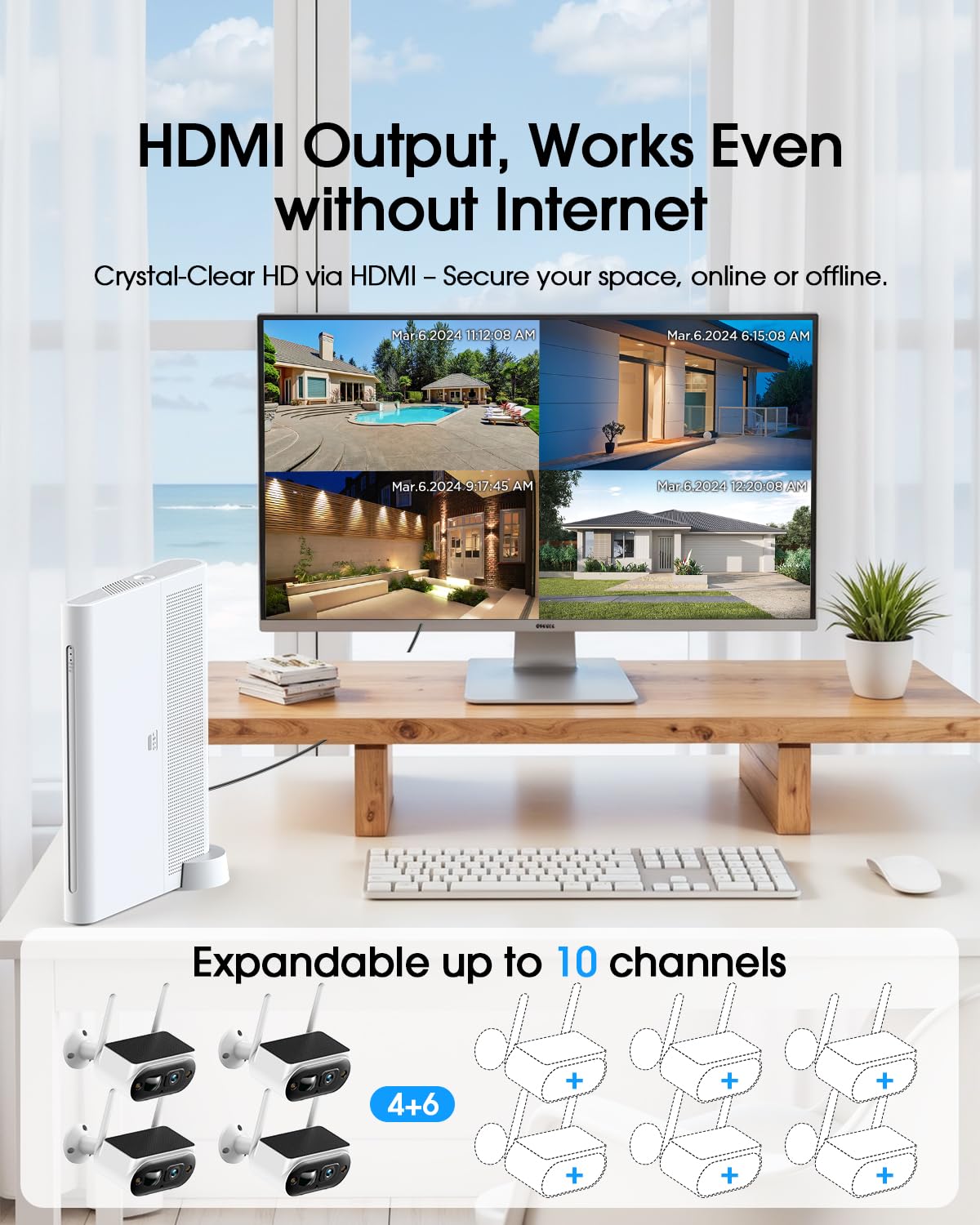 Camcamp Solar Security Camera Wireless Outdoor, 2K Ultra Clear Home Security Camera System, No Subscription, Smart Human Detection, Easy Installation, 5GHz & 2.4GHz WiFi