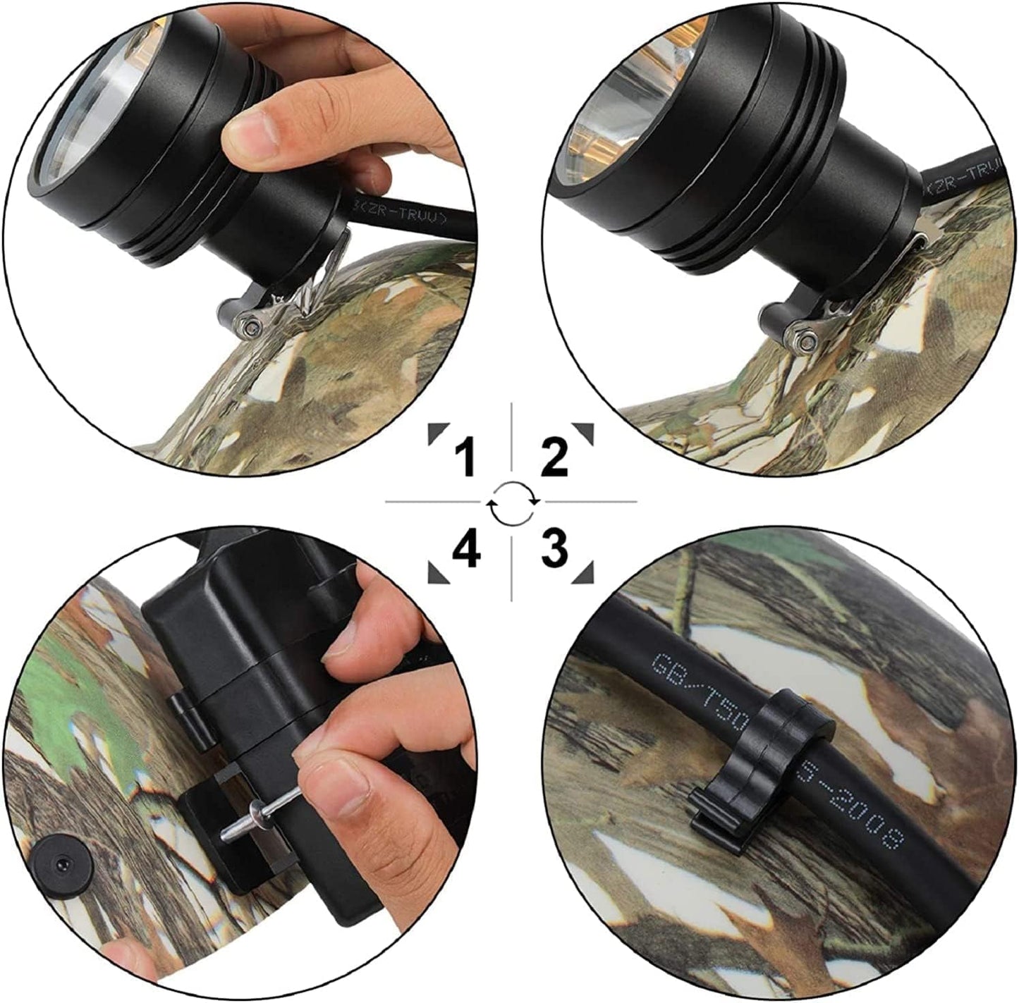 GearOZ 10W LED Coyote Hog Coon Hunting Lights, Rechargeable Hunter Headlamp, Waterproof 60000LUX Super Bright LED Predator Hunter Head Light & 3 Colors (White Red Green), 7 Position Switch