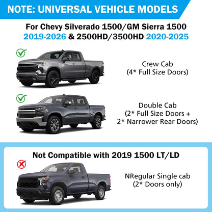 Abystar Under Seat Storage Box for Chevrolet Silverado & GMC Sierra 1500 2019–2026, 2500HD 3500HD 2020–2026, Rear Underseat Organizer, Hidden Tool Storage, No Drill Installation, Black