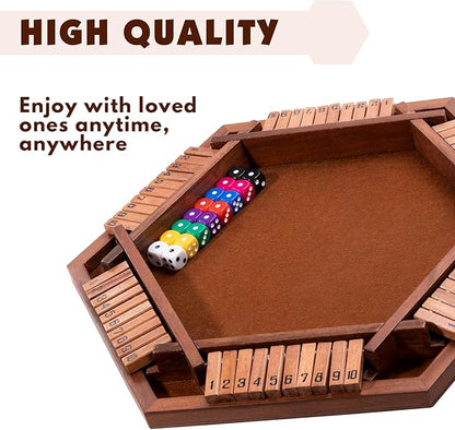Shut The Box Wood Board Game2-6 Player Puzzle Game 16 Dice Educational and Entertaining Classic Tabletop Math Game for Kids