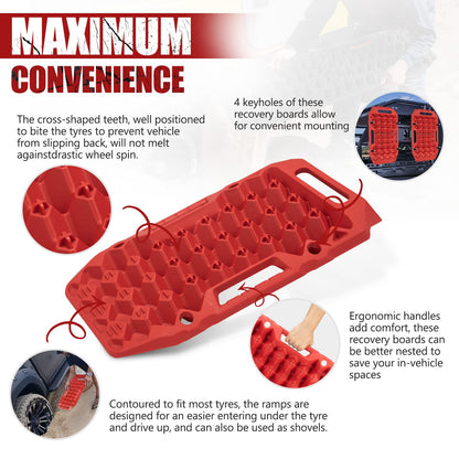 BUNKER INDUST Offroad Traction Boards with Jack Base + 1"×30ft Kinetic Recovery Rope with 2 Soft Shackles Kit