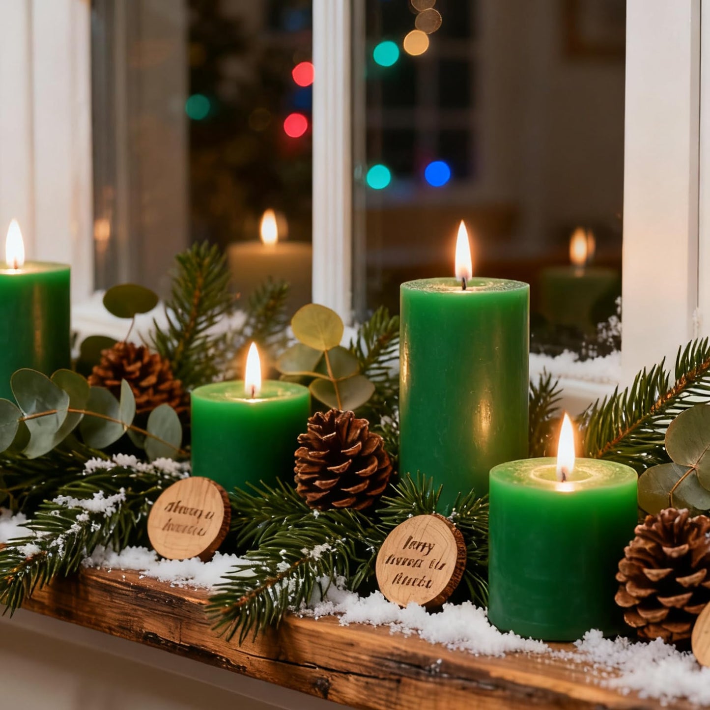 2.8x6 Inch Soy Pillar Candles 270 Hours Long Burning Natural Soy Wax Candles Smokeless Green Pillar Candles Dripless Handmade Pillar Candle for Home Wedding Table, 3 Pack