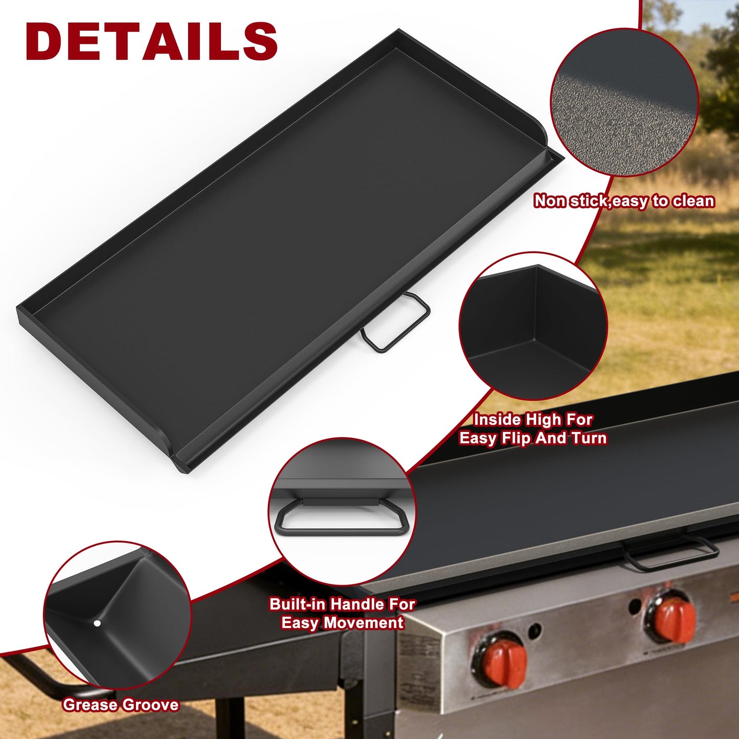 TAILGRILLER Flat Top Griddle for Camp Chef 3 Burner Griddle, 37" x 16" Fry Griddle Replacement Part for Camp Chef Tundra, Expedition 3X Combo SG100 Accessories, Outdoor BBQ Camping Grills Accessorie