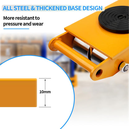 Dollate Heavy Duty Machine Skates 12T 26400lbs Machine Dolly Skate Machinery Moving Skate with 360° Rotation Cap, 8 Steel Wheels, Machinery Mover for Industrial Moving Equipment