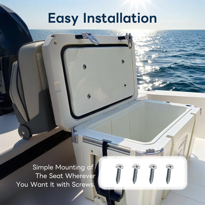 Boat Bench Seat,Low Back Double Folding Boat Seat,Seat for Bass Jon Fishing Boat(Deep Blue&Light Gray)