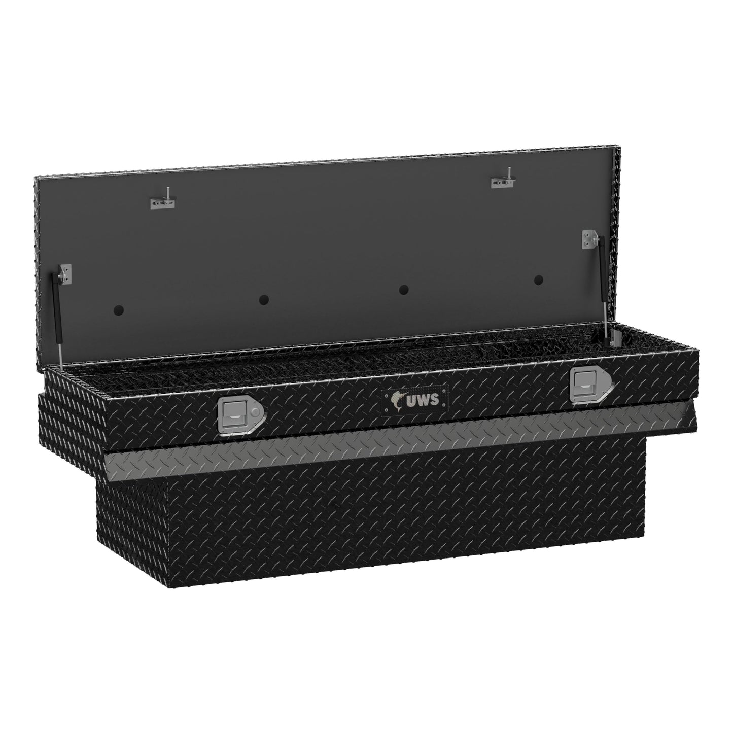 UWS EC20342 60-Inch Gloss Black Heavy-Wall Aluminum Notched Truck Storage Box, RigidCore Lid